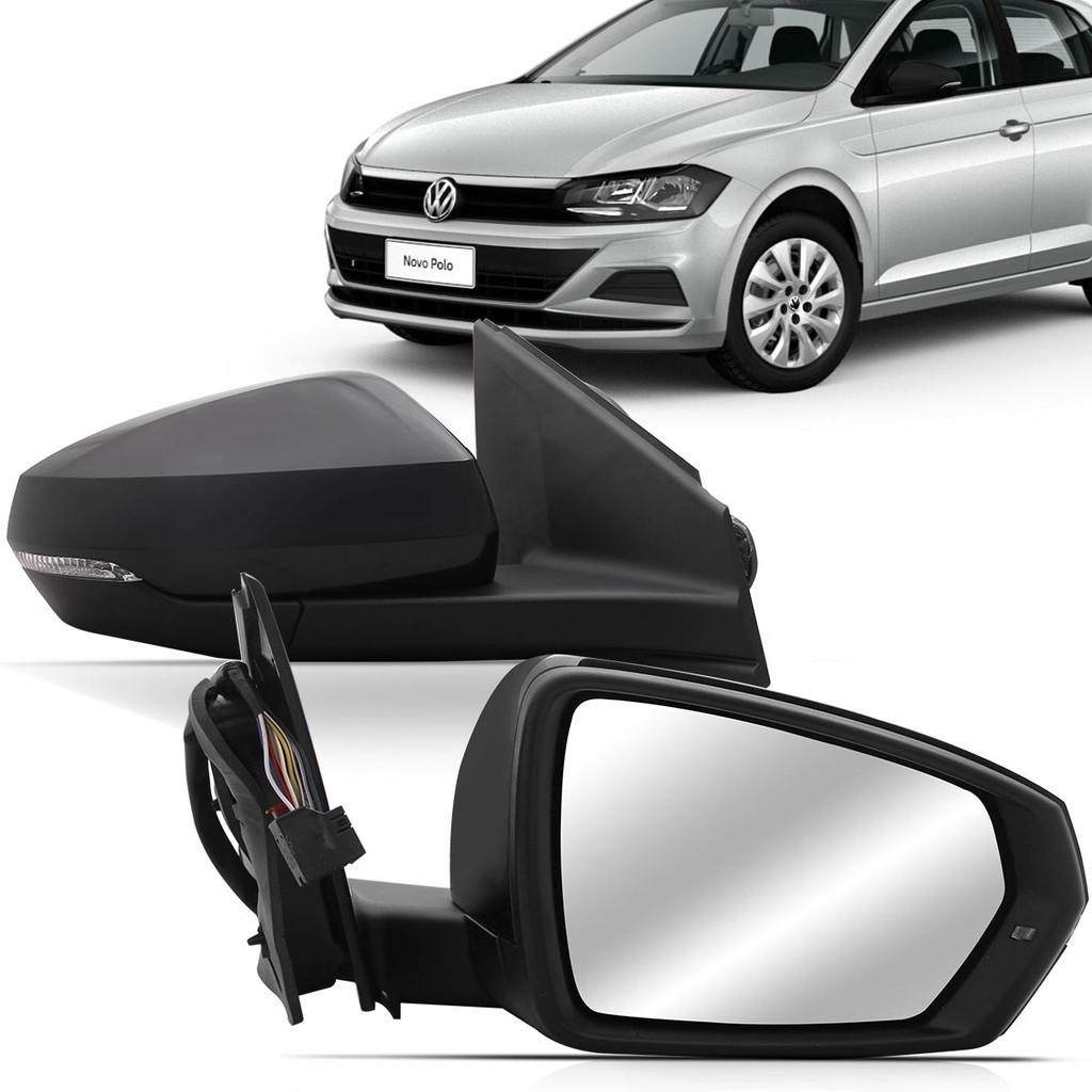 Par Retrovisor Externo Polo 2017 2018 Elétrico Primer Tilt Down Com Pisca