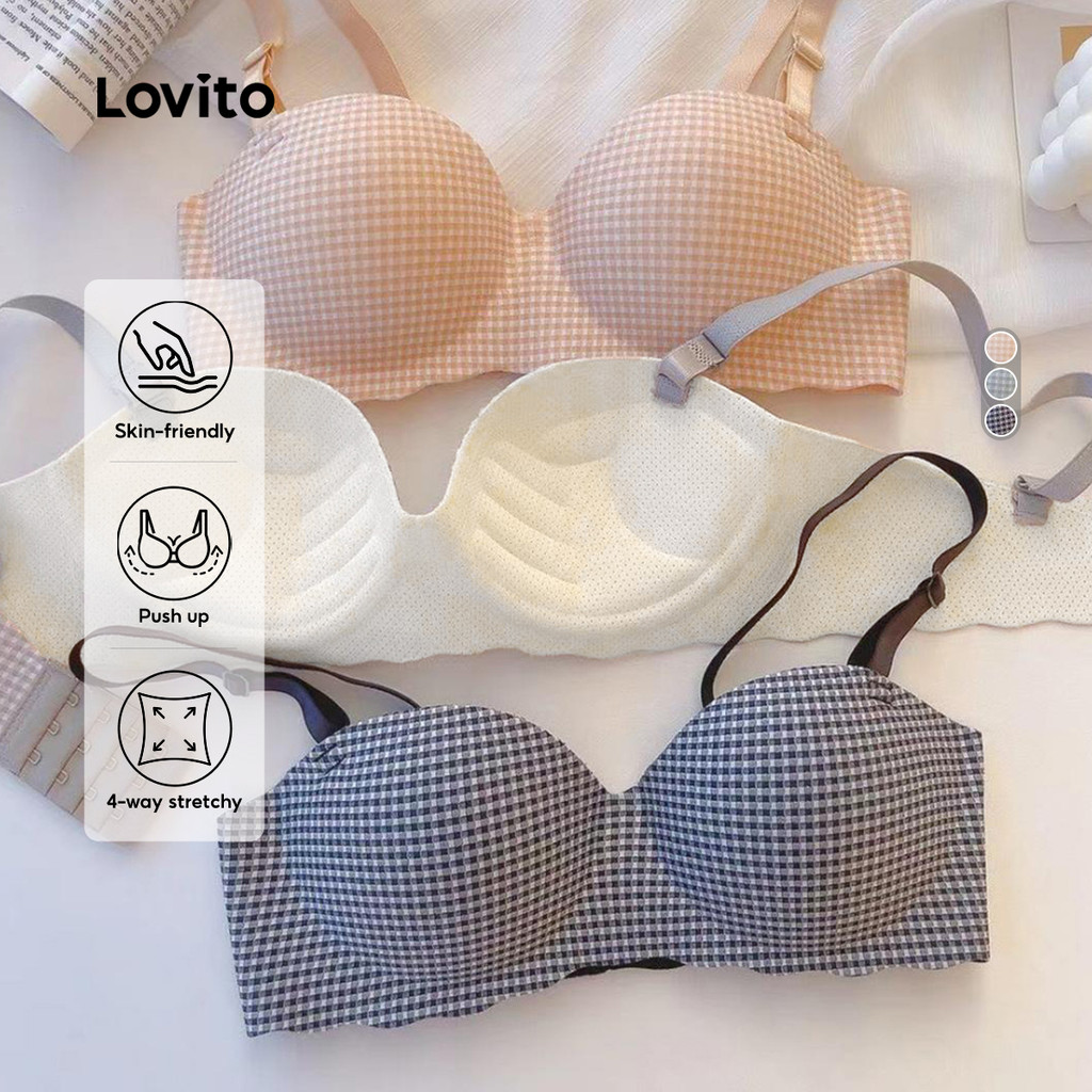 Lovito Bralette Casual Respirável Com Estampa Floral Para Mulheres LNA66485 em Oferta na Shopee