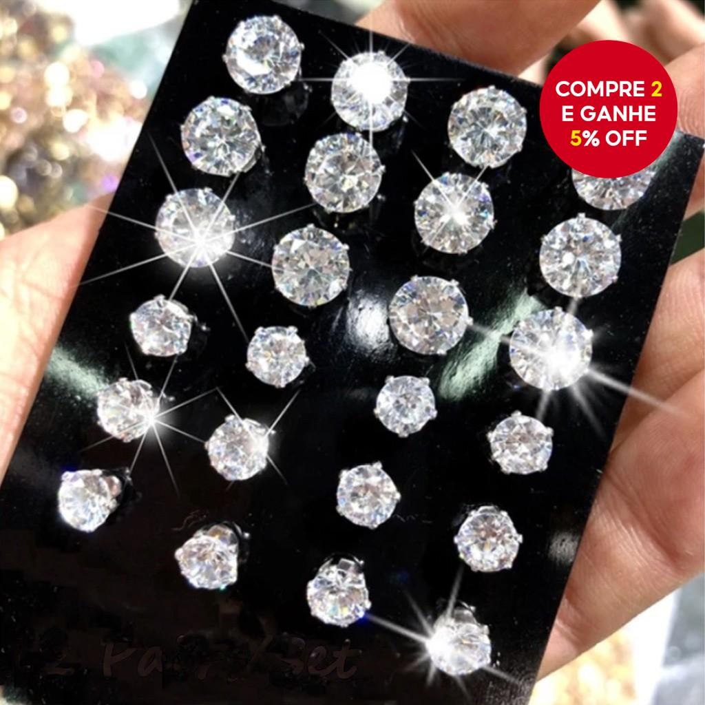 6 Pares De Brincos De Zircônia Cúbica Conjunto De Joias De Pedras Preciosas Elegantes Minimalistas De Vários Tamanhos Pa