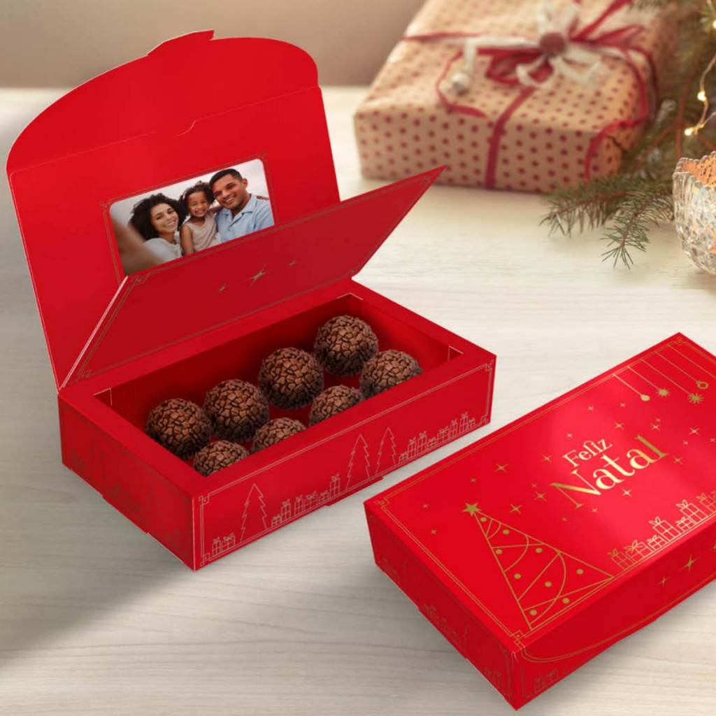 30 CAIXA P/ 8 DOCES PORTA RETRATO - NATAL LUZ 5689 (NATAL 2025 IDEIA) (CHOCO)