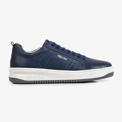 Tênis Casual Blur Ferracini Azul de Couro com Solado Branco