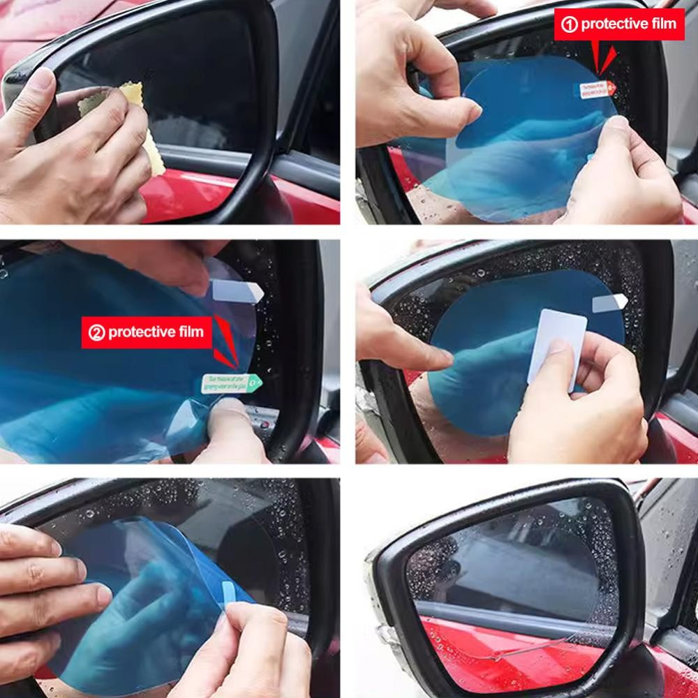 2 Pcs Etiqueta Do Carro Espelho Retrovisor Filme À Prova De Chuva Clear View Em Rainy Dias Auto