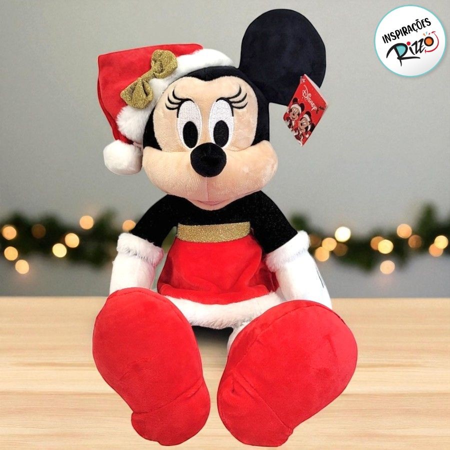 Pelúcia Minnie Mouse Dourado de Natal - 45cm - 1 unidade - Disney Original - Rizzo em Oferta na Shopee