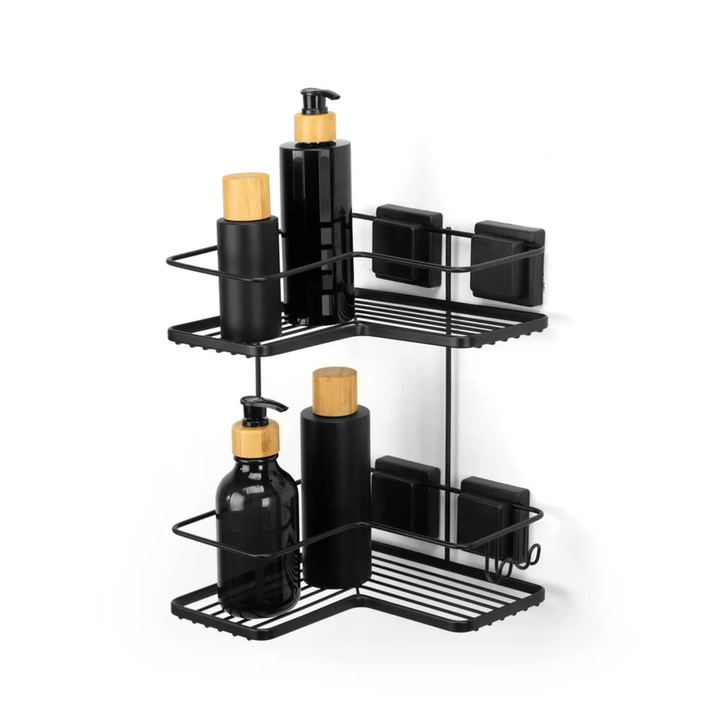 Cantoneira Dupla Banheiro Organizador De Canto Suporte Porta Shampoo Sem Furo em Oferta na Shopee