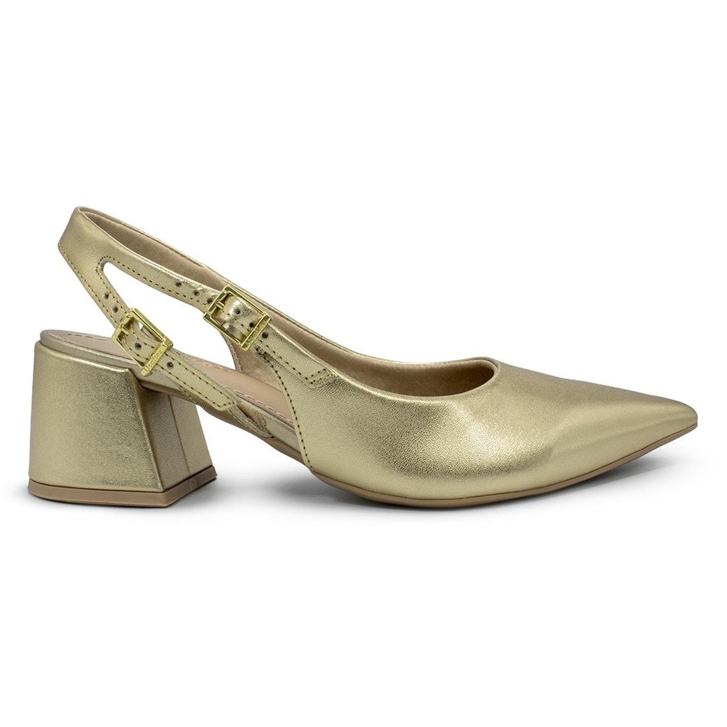 Scarpin Slingback Usaflex Feminino Bico Fino Couro Casual AK02009