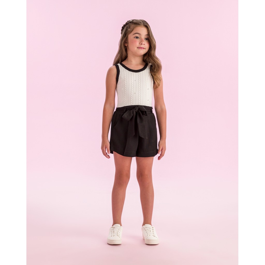 Conjunto Petit Cherie Infantil Cropped Pérola Shorts 10 a 16