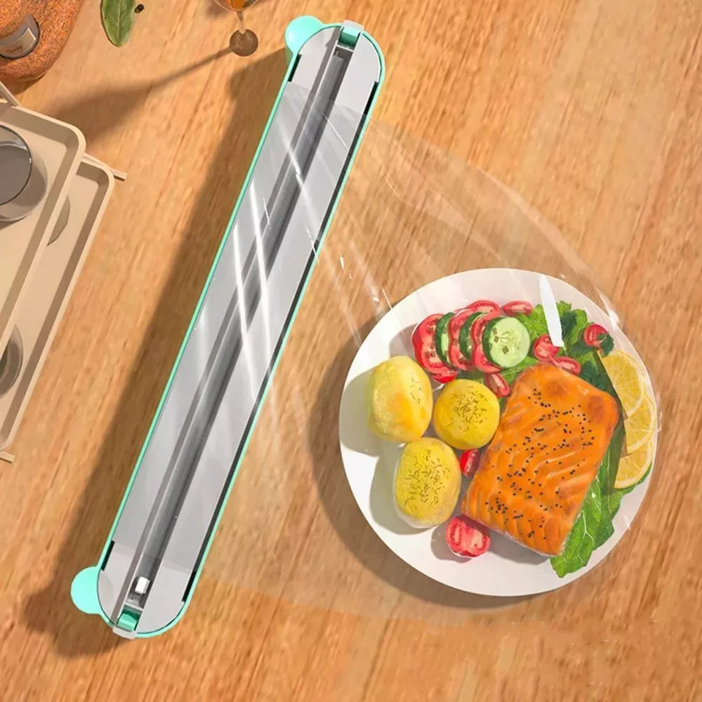 Dispenser Porta Filme Suporte Cortador Selador Conserva Alimentos Plastico Papel Aluminio Parede