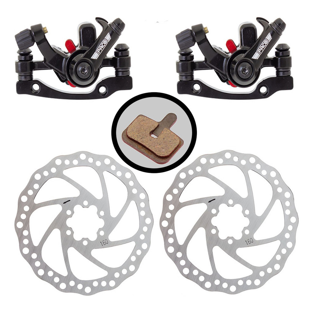 Kit Freio a Disco Mecânico Bike Bicicleta Completo Pinça+Disco+Adaptador