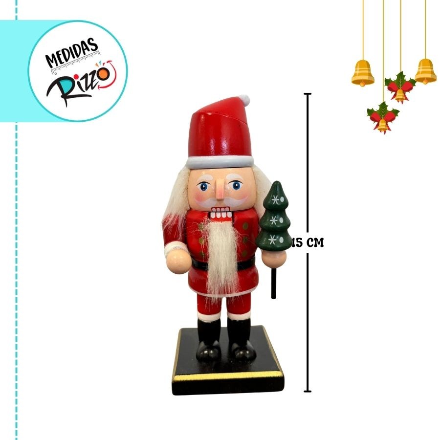 Detalhes do Enfeite Decorativo de Natal em Madeira - Papai Noel - 15cm - 1 unidade - Rizzo