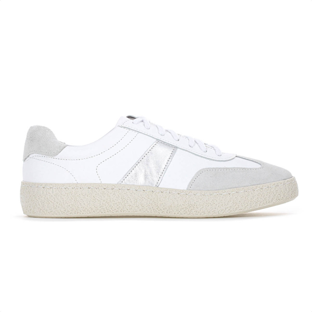 Tênis Democrata Bora Branco e Prata - Feminino