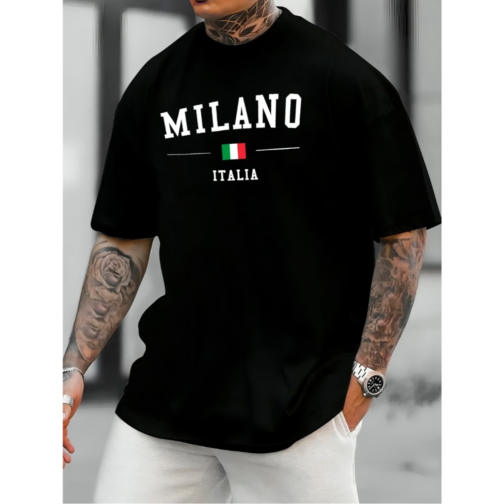 Camiseta Streetwear Unissex 100% Algodão Masculina e Feminina Estampada Milano Italia Camisa Premium