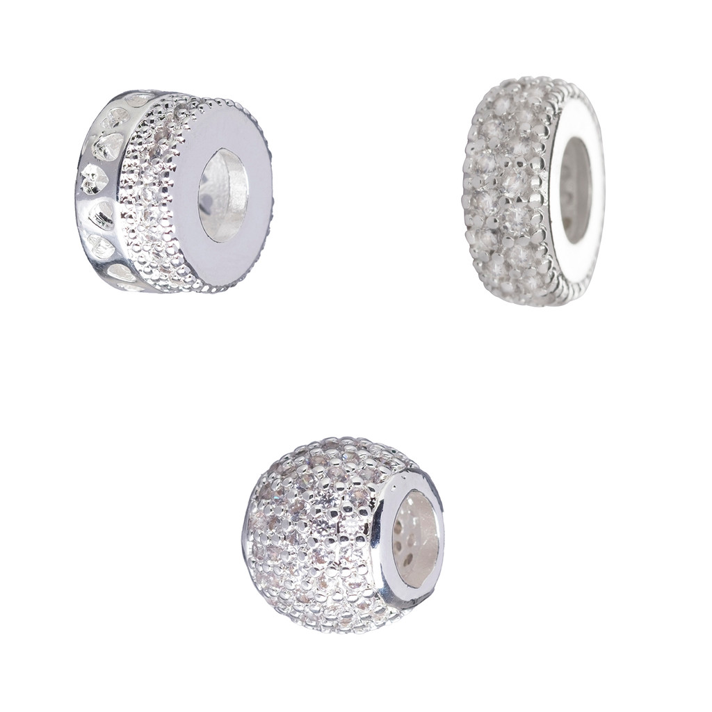 Berloque Separador Cravejados com Pedra Folheados Prata 925 em Oferta na Shopee