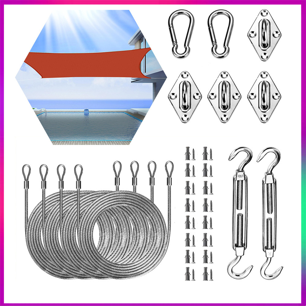 Kit de Ferragens para Vela de Sombra com 4 Peças de Cabo de Extensão Kit de Toldo de Sombra de Aço Inoxidável Kit