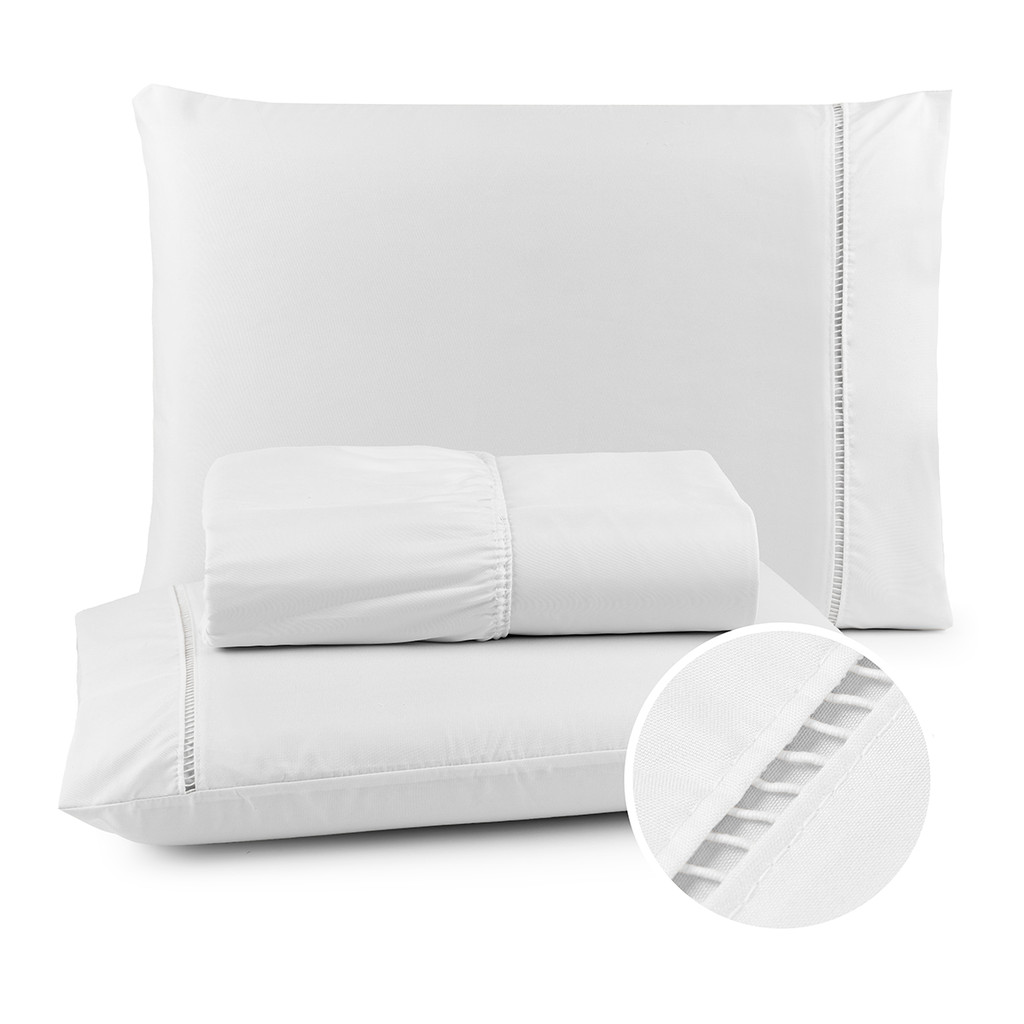 Lencol Queen/Casal/King/Solteiro Jogo De Cama Casal 400 Fios Micropercal com Ponto Palito