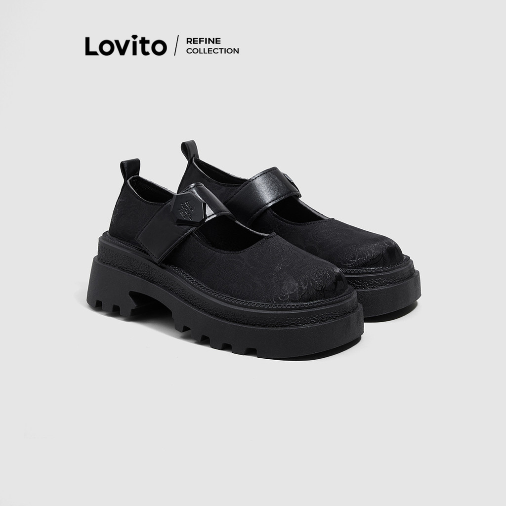 Lovito Bordado de ilhós floral novo estilo chinês fundo grosso mary jane para mulheres LFA46137 em Oferta na Shopee