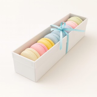 10 Caixas para Macarons 31x6x6 cm Visor Acetato Branca/Kraft