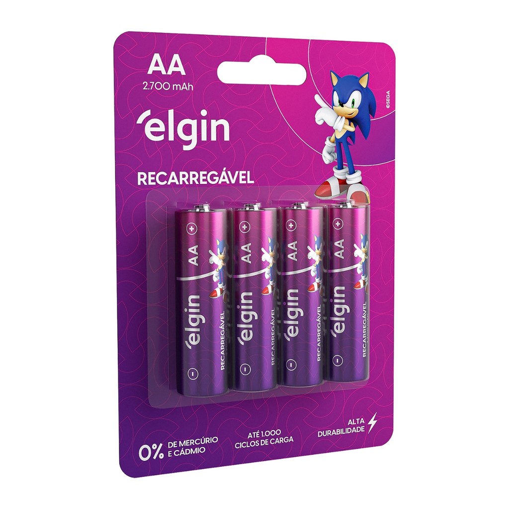 Pilha Recarregável Aa Pequena 2700mah Elgin Blister C/4 Unid em Oferta na Shopee