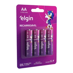 Pilha Recarregável Aa Pequena 2700mah Elgin Blister C/4 Unid