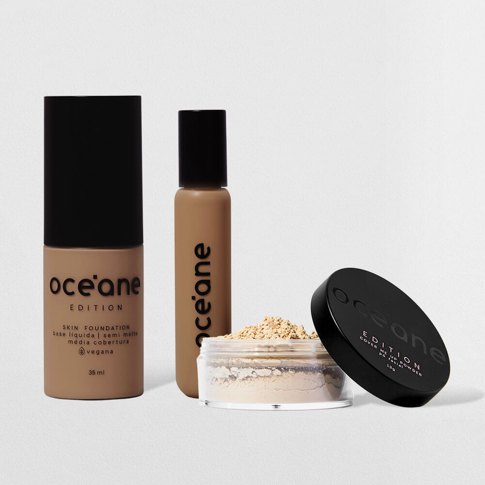 Kit Base Líquida 315m + Corretivo Líquido Médium Edition + Pó Solto Océane Edition (3 Produtos)