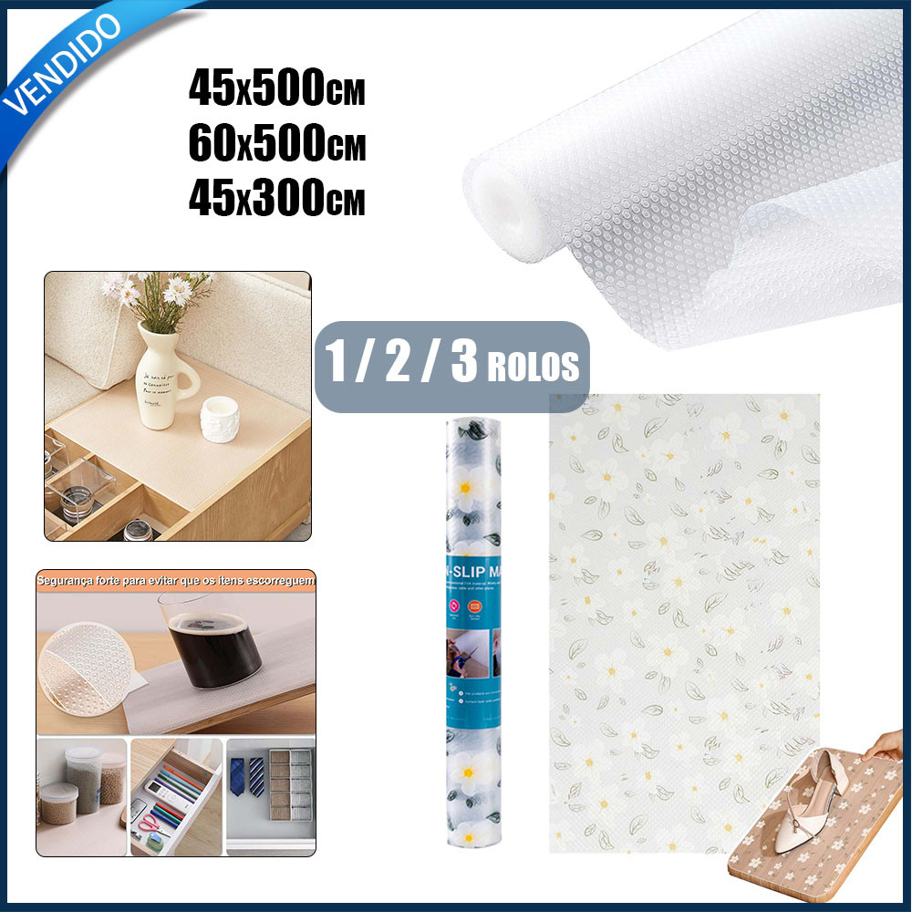 1/2/3 peças 45/60cm de largura Forro Protetor PVC para Gaveta Armário Prateleira Antiderrapante Lavável Impermeável