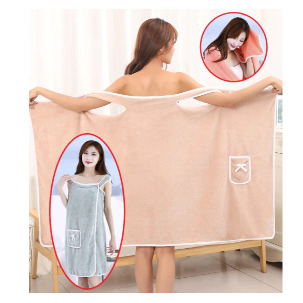 de banho Toalhas de secagem rápida para mulheres e meninas, roupões de banho Beach Spa, roupas de banho em Oferta na Shopee