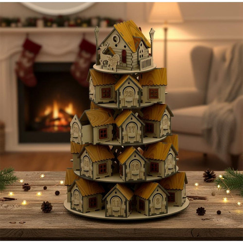 Natal Calendário De Advento Em Mdf Casinhas De Gavetas Mdf Cru