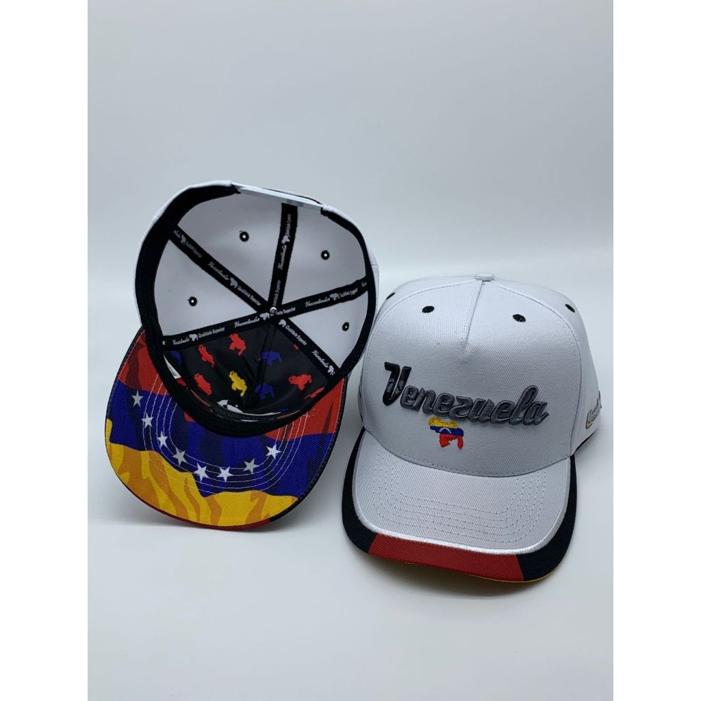 Boné Venezuela Bordado Branco | Boné Venezuelano Aba curva Tricolor Original Venezolandia