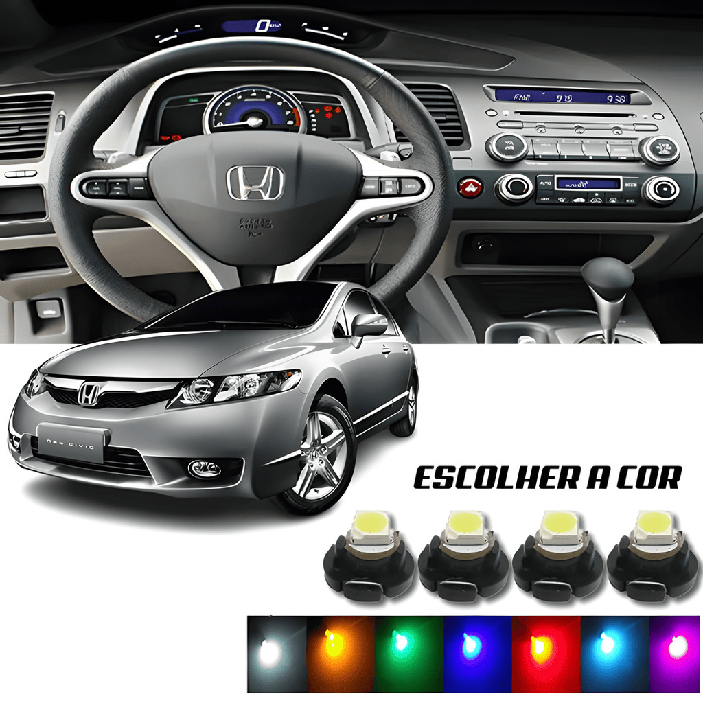 Kit 11x Lâmpadas Led 4x T3 E 7x T4 Painel De Comandos Civic