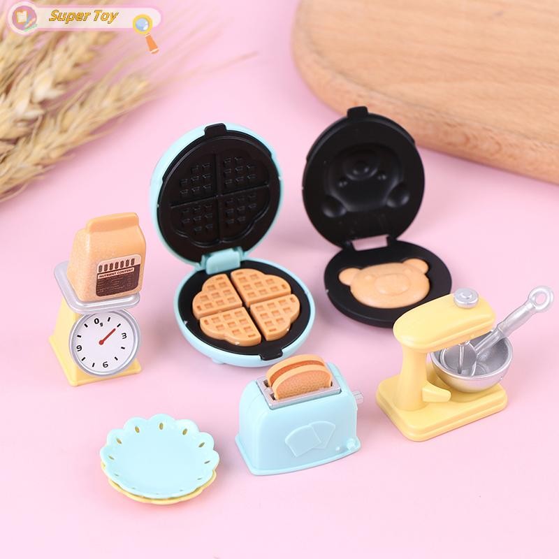 Imagem SUPERTOY 1/12 Casa De Bonecas Em Miniatura DIY Conjunto Cozinha Máquina Pão Balanças Eletrônicas Quente