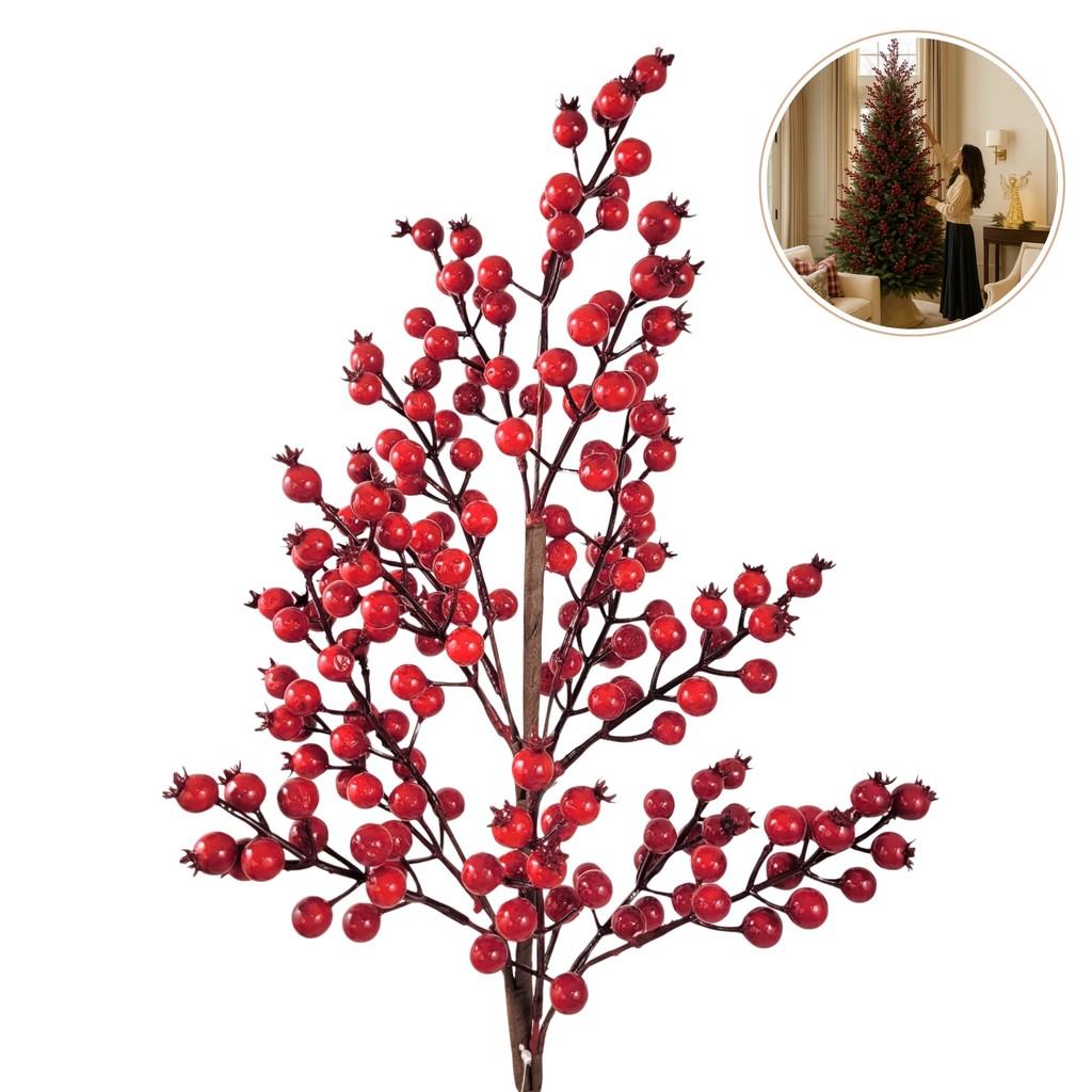 Folhagem De Natal Berries Cereja Enfeite De Natal 79cm