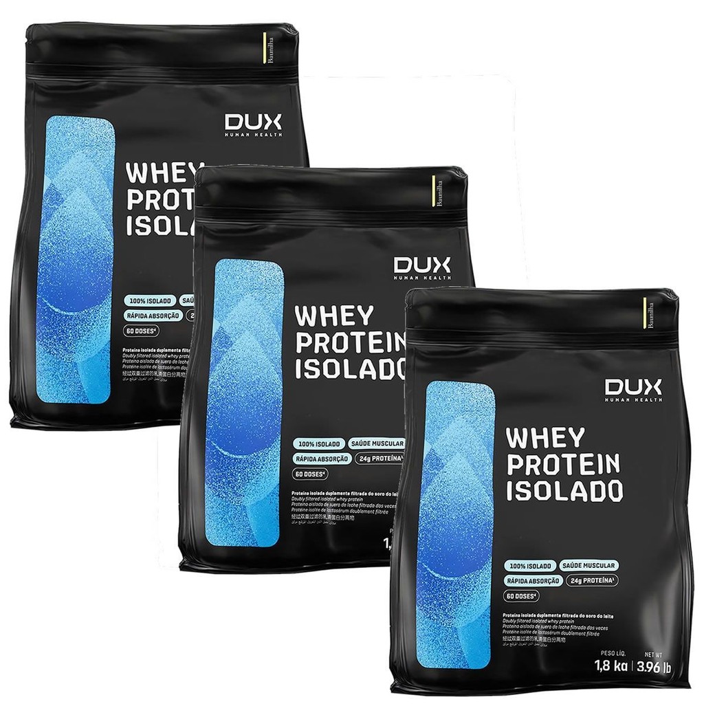 Kit 3X Whey Protein Isolado - 1800g Refil Baunilha - Dux Nutrition