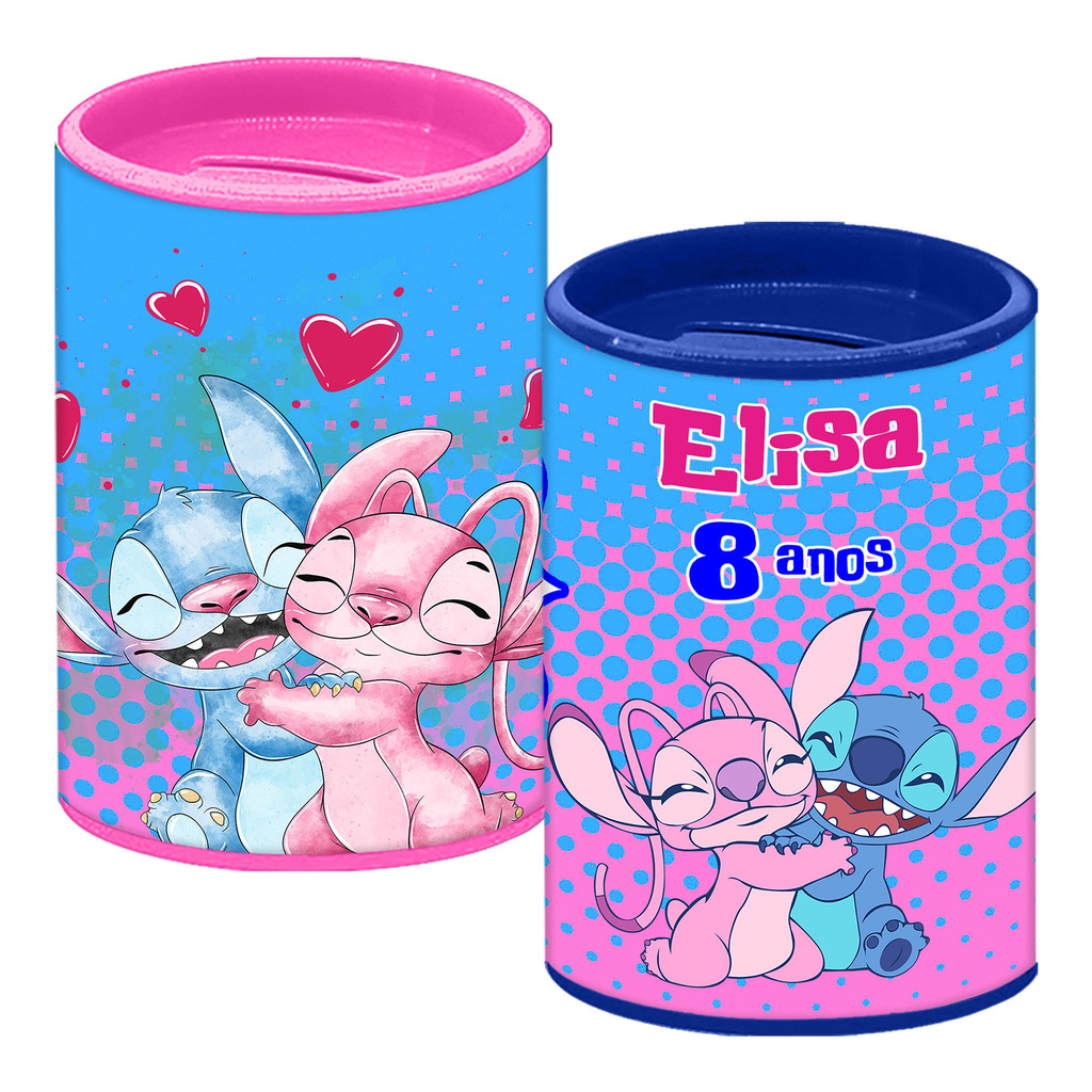 Cofrinho Personalizado Stitch e Angel PROMOÇÃO Cofre Stitch Lembrancinha Aniversário Infantil Festa