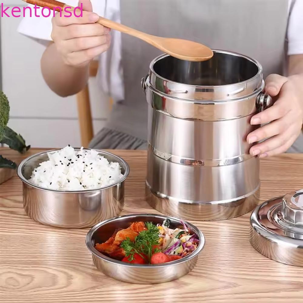 Recipiente Térmico Para Alimentos KENTONSD , Lancheira Isolada De Aço Inoxidável De Grande Capacidade , Pote De 3 Camada