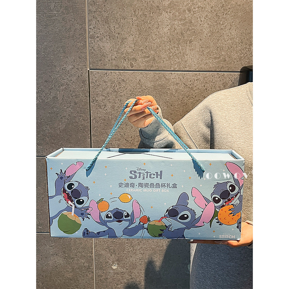 Disney disney Stitch caneca de cerâmica caixa de presente casamento Housewarming alto valor acompanhando presente de ani