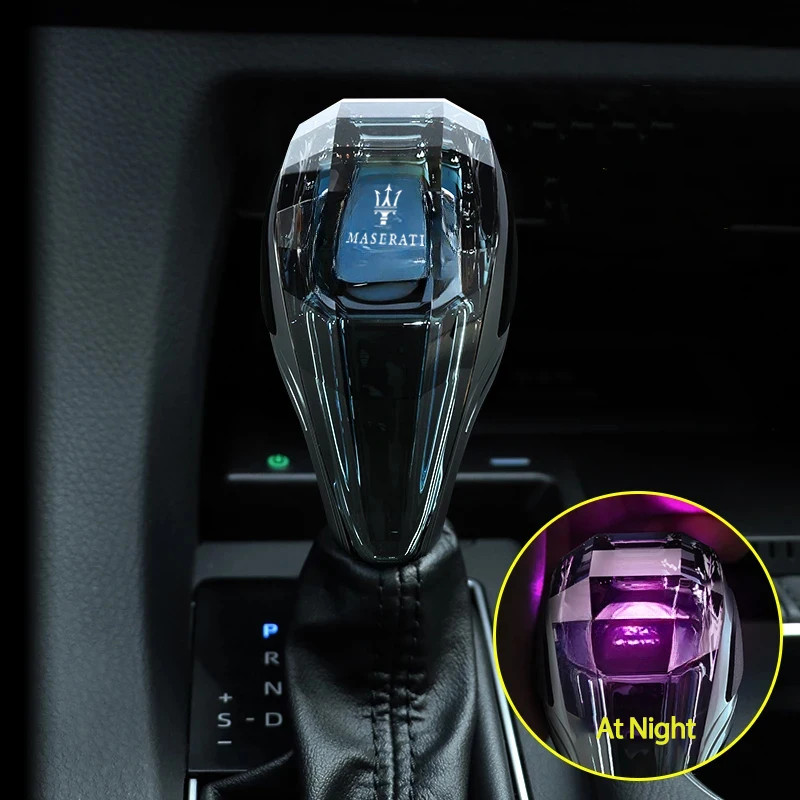 Cabeça Da Alavanca De Engrenagem De Cristal Iluminado Interno Do Carro Para Maserati Quattroporte Levante Ghibli Grantur