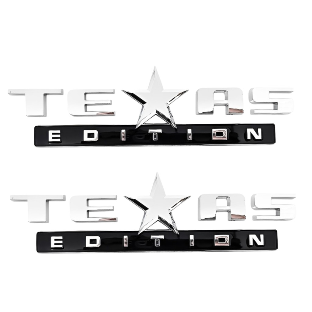 Kit 2 Emblema Texas Edition Letreiro 3D Cromado Automotivo