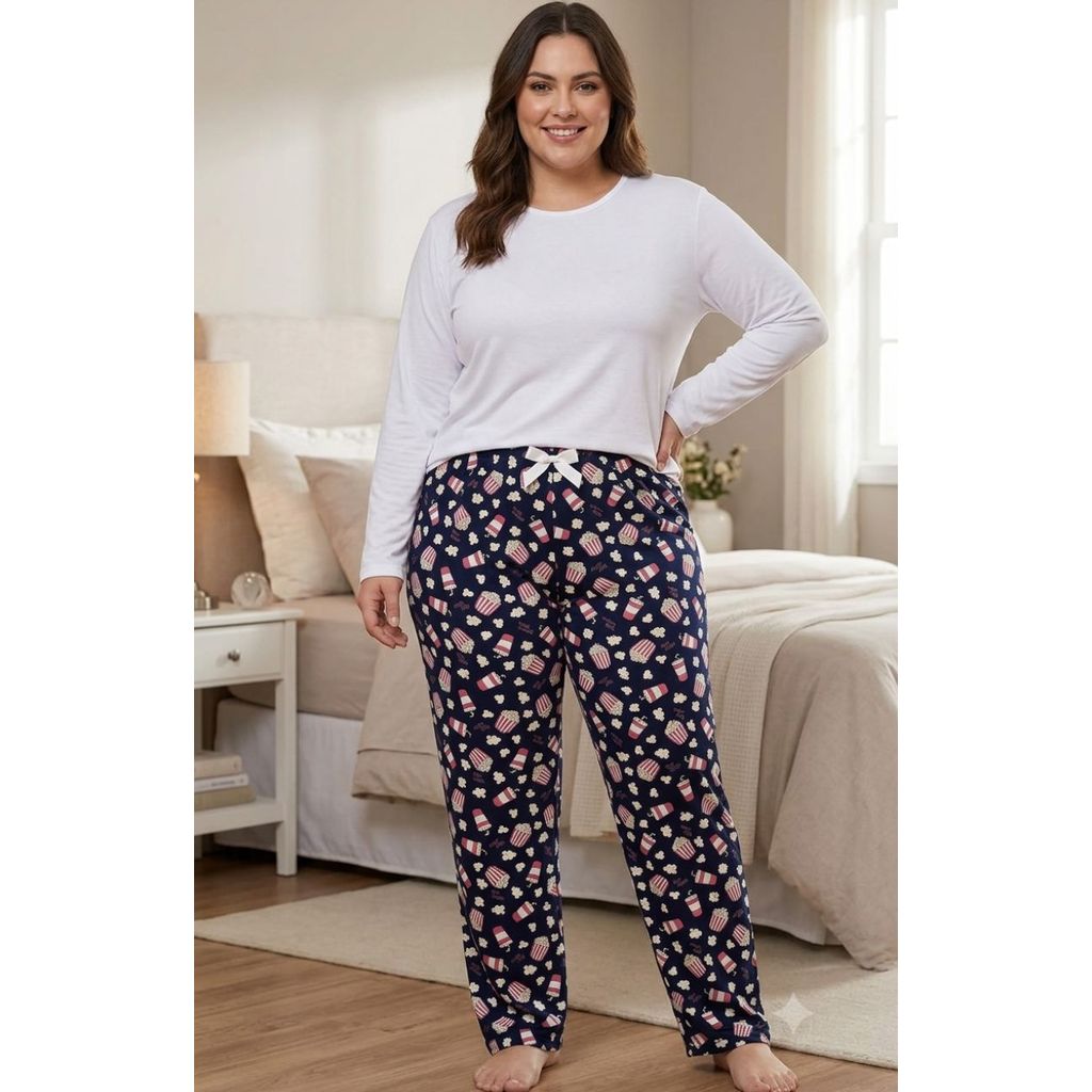 Pijama Feminino Suede Outono Inverno Plus Size ate 54