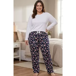 Pijama Feminino Suede Outono Inverno Plus Size ate 54