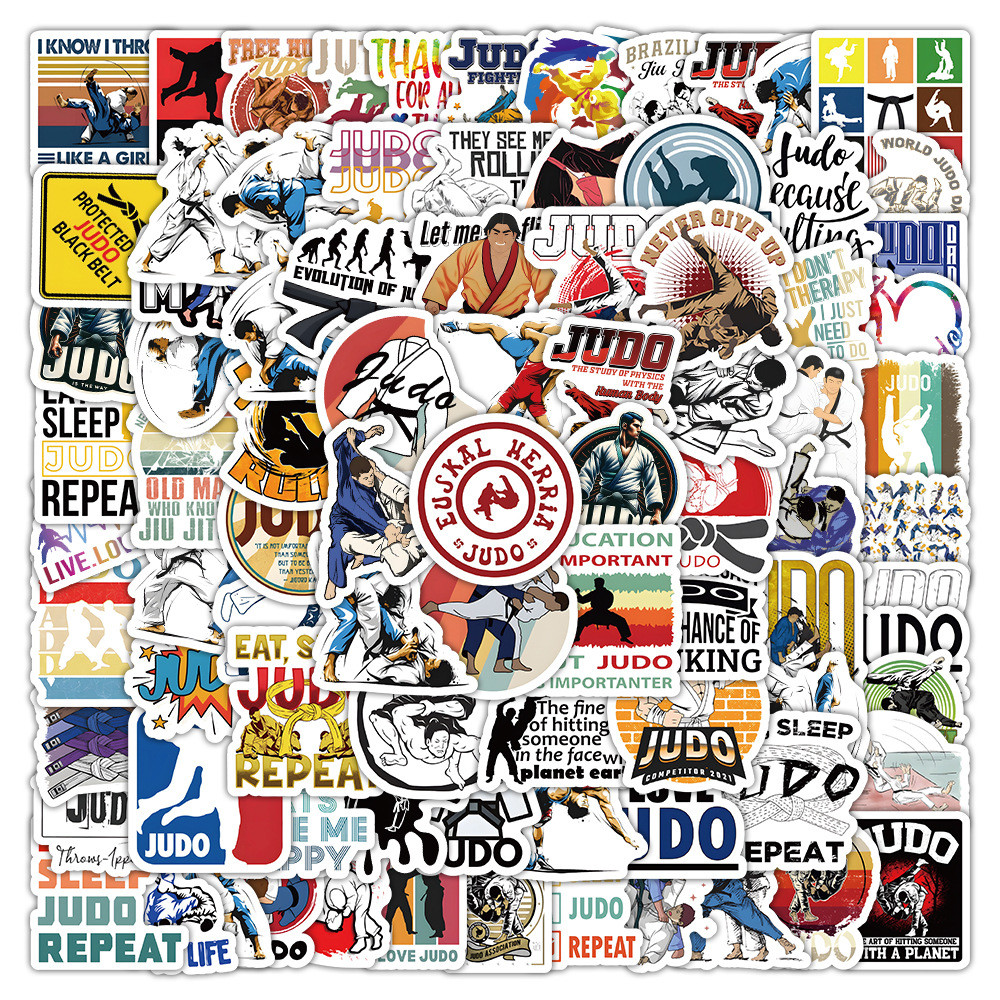 100 novos adesivos de judô, artes marciais japonesas, esportes, adesivos decorativos de yoga para cadernos, garrafas de 