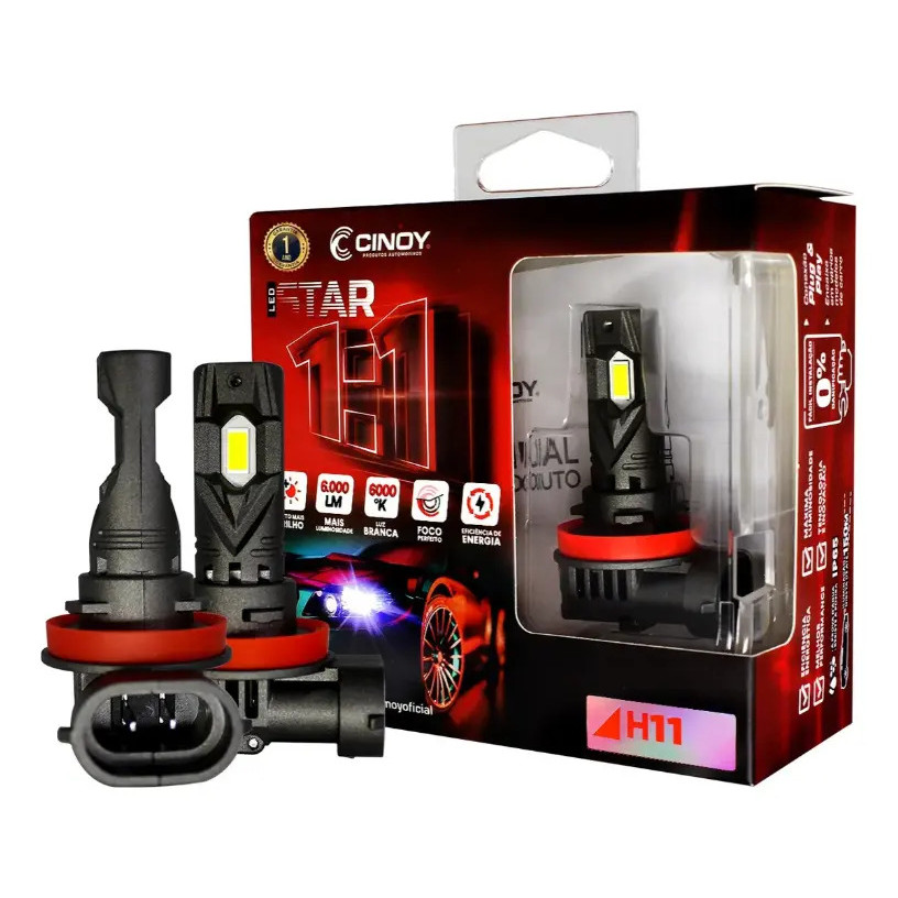 Kit Super Led Cinoy Star H8 H11 6000k 6000 Lumens Lampada
