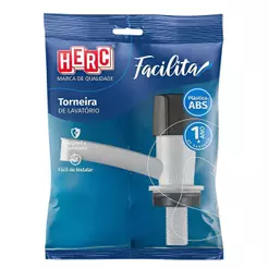 Torneira para Lavatório Herc ABS 1/2 Facilita Plus Branca com Volante Preto SM