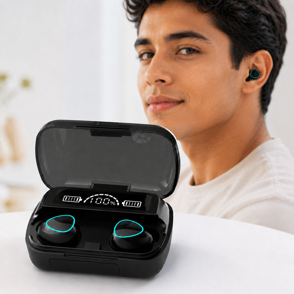 Fone Bluetooth Gamer M10 TWS Baixa Latência Power Bank LED Digital