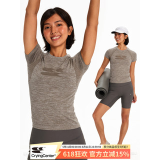 ChorandoCenter Gaze de flor de malha de uma peça sem costura manga Raglan de secagem rápida Fitness feminino Slim-fit Tr