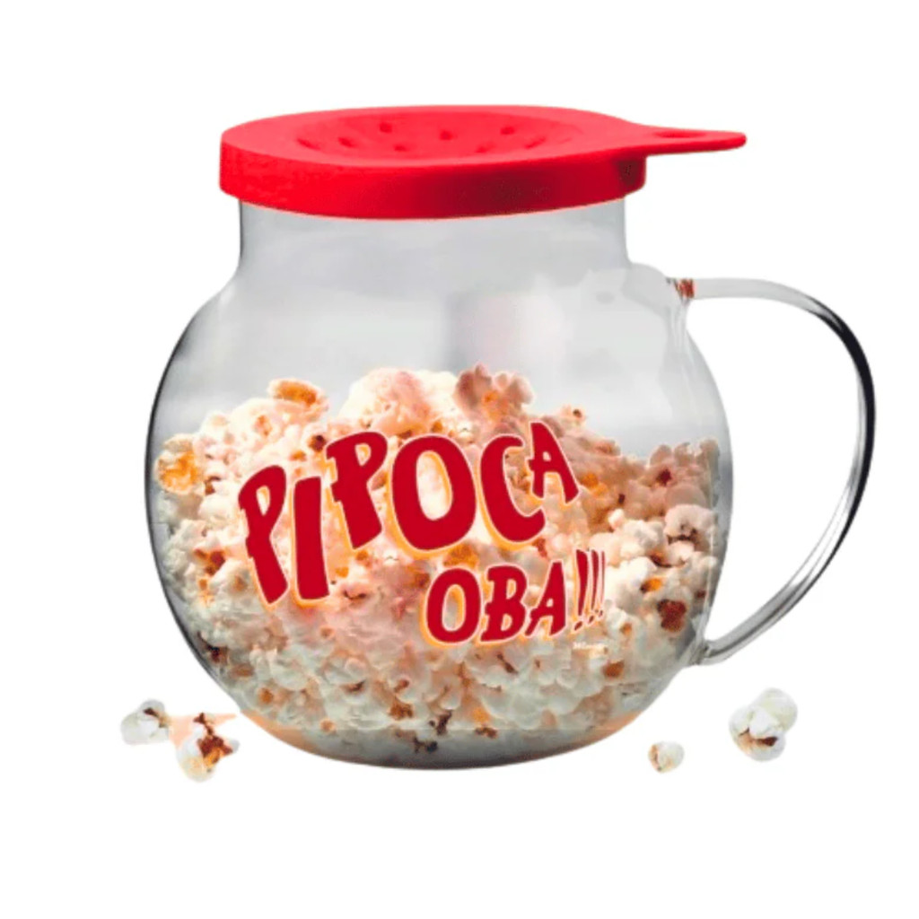Pipoqueira Micro-Ondas Fitness Wincy de Vidro Borossilicato Resistente ao Calor - 1,8L
