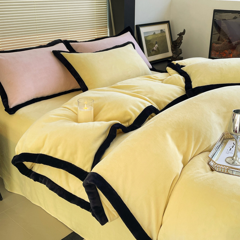 Conjunto de quatro peças de lã de leite 2026 novo estilo inverno velo dupla face flanela lençol colcha capa cama conjunt