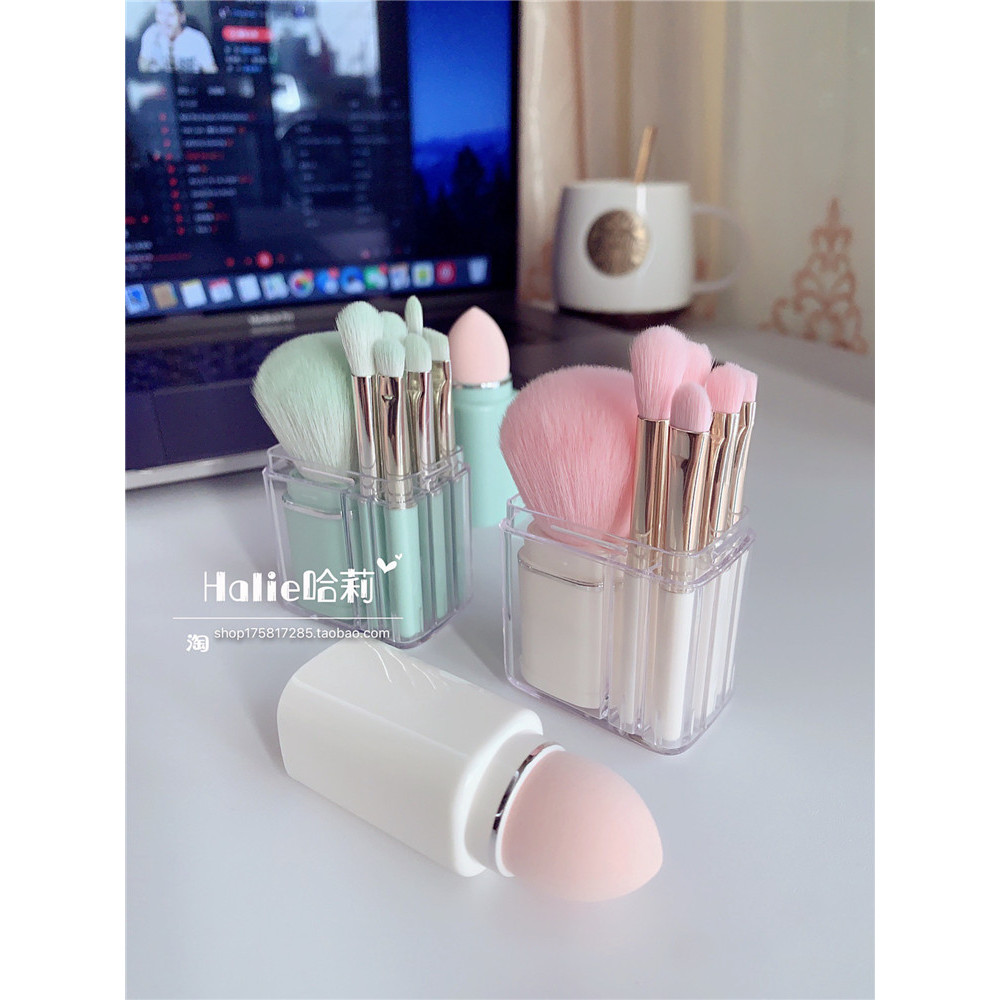 Grande fofo!Conjunto de Mini pincéis de maquiagem oito em um, pincel para Blush, pó solto, base, sombra, corretivo