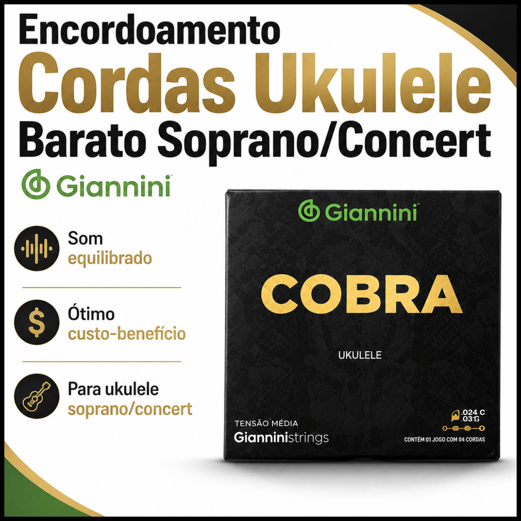 Encordoamento para Ukulele Giannini Cobra GEUKSC Concert/Soprano Premium