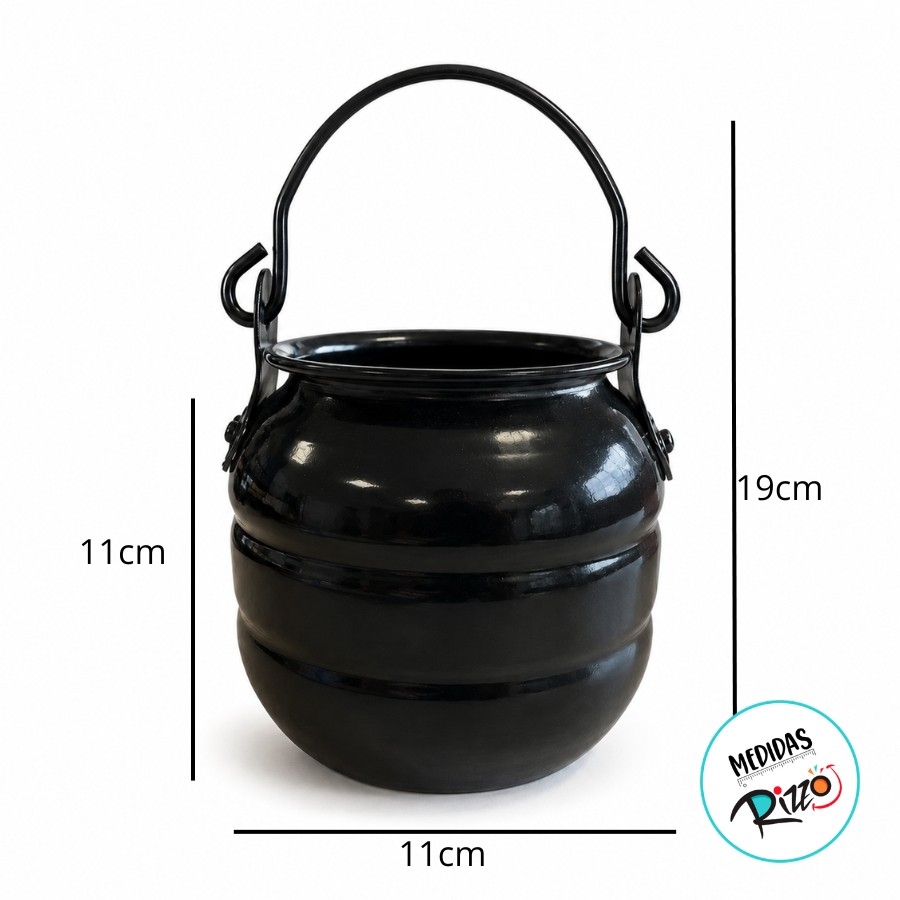 Baldinho de Halloween com Alça - Caldeirão Preto - 11x11cm - 1 unidade - Rizzo — imagem 2 de 2