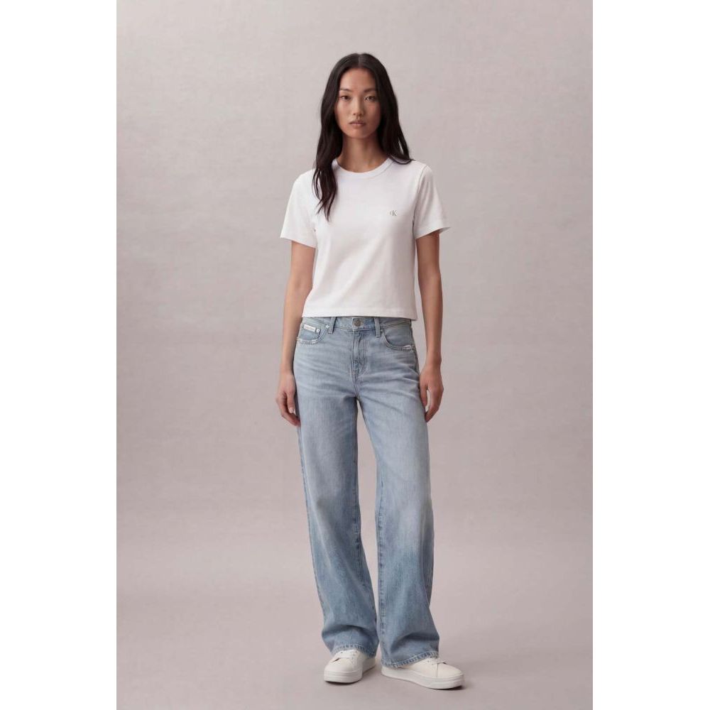 Camiseta Manga Curta Calvin Klein Jeans Feminino Algodão Pima - Branco