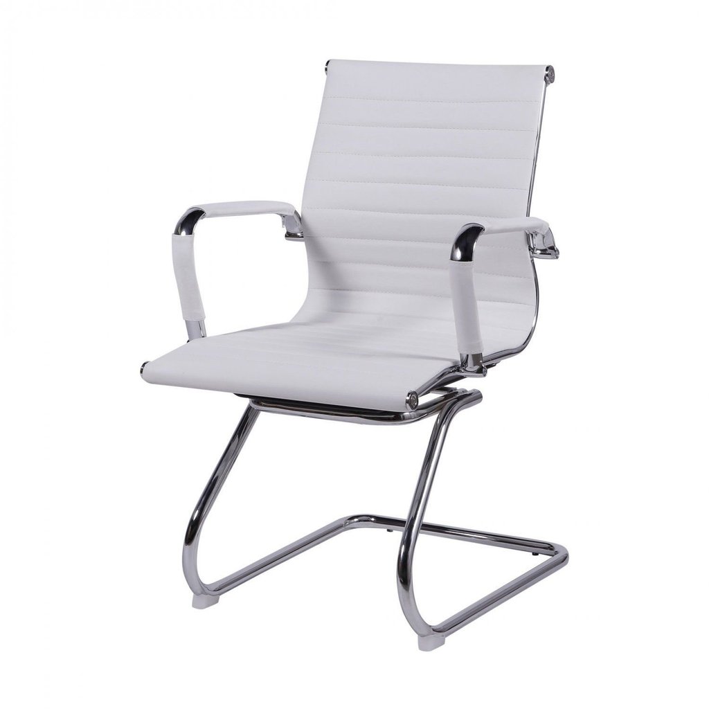 Cadeira Escritório Interlocutor Fixa Esteirinha Corino 3301 Branco Branco
